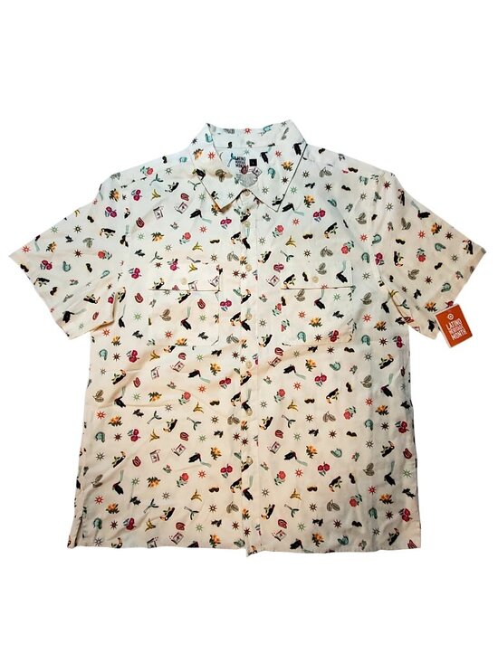 Latino Heritage Month Other - Latino Heritage Month Button-Up Shirt With Colorful Patterns Collared Neckline L